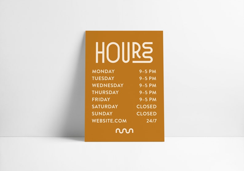 Fun Business Hours Open Vinyl Decal Sticker Sign Brown Background