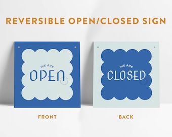 Reversible Bubble Whimsical Open Closed Small Business Entrance Sign