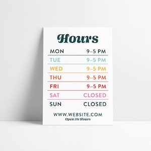 Colorful Business Hours Open Vinyl Decal Sticker Sign
