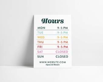Colorful Business Hours Open Vinyl Decal Sticker Sign
