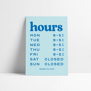 Modern Business Hours Open Vinyl Decal Sticker Sign