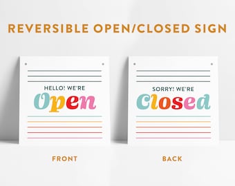 Reversible Colorful Open Closed Small Business Entrance Sign