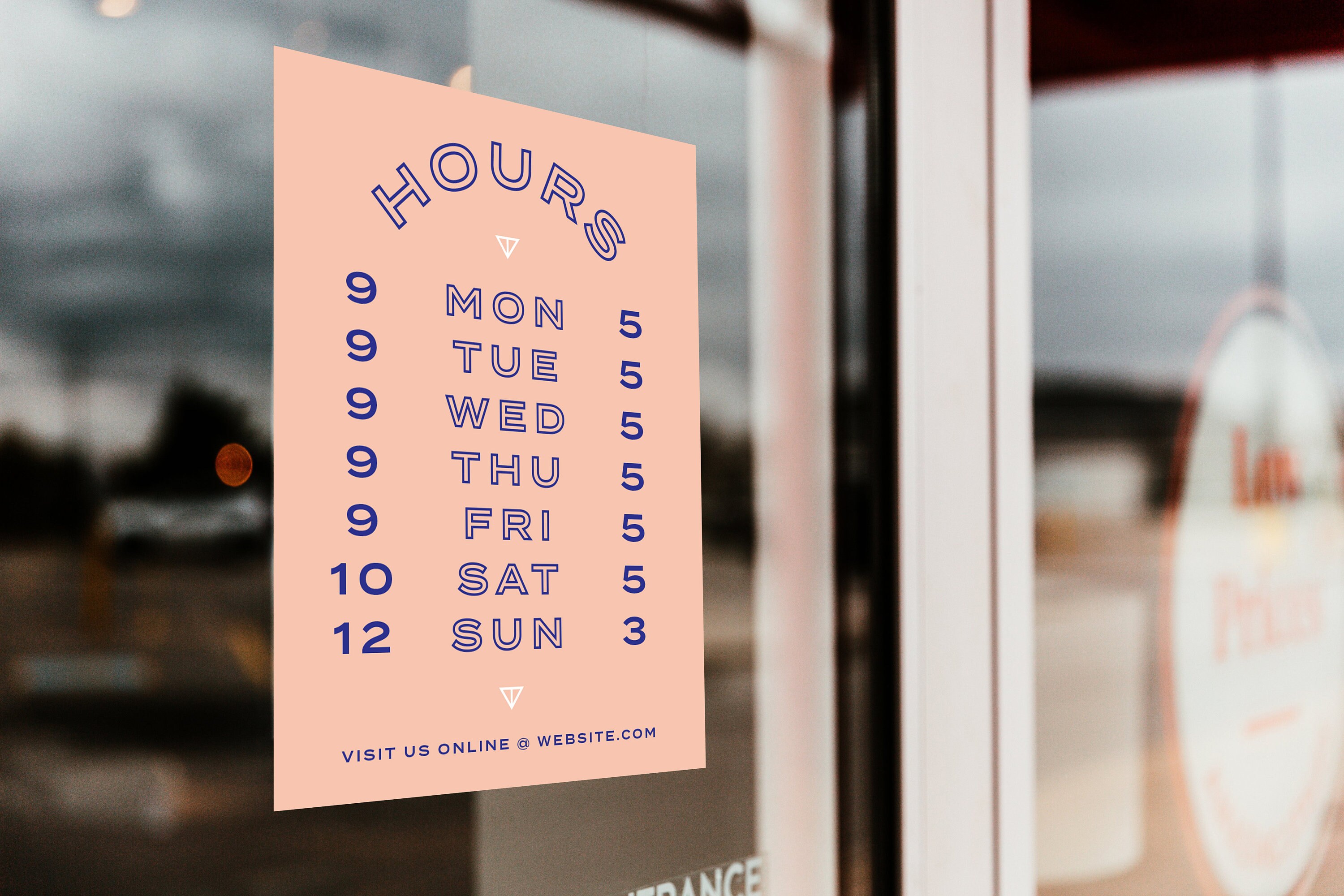 Minimal Midcentury Modern Business Hours Open Vinyl Decal Sticker Sign