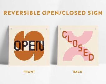 Reversible Geometric Shapes Open Closed Small Business Entrance Sign