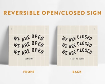 Reversible Windowpane Grid Open Closed Small Business Entrance Sign