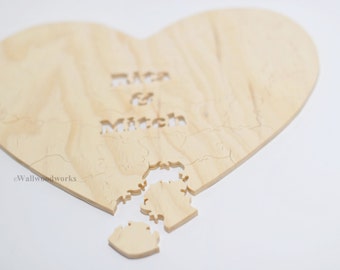 Wedding Guest Book Puzzle Heart 60-130 Pieces - (Size - Large) Wedding, Guestbook, Guest Book, Rustic and Alternative Wedding Decor
