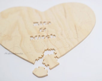 Wedding Guest Book Puzzle Heart 60-130 Pieces - (Size - Large) Wedding, Guestbook, Guest Book, Rustic and Alternative Wedding Decor