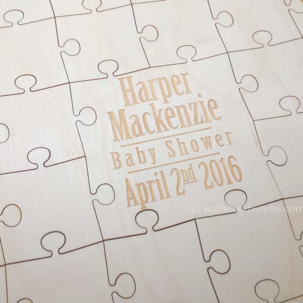 Baby Shower Puzzle Guest Book 32-400 Piece Baby Shower Gift, Guest Book Puzzle, Guestbook puzzle, Rustic, Laser Engraved