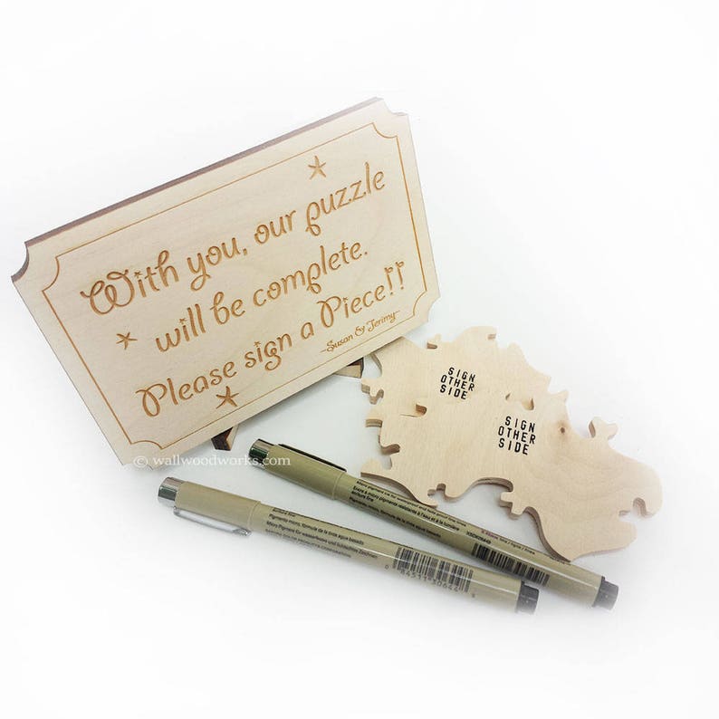 engagement rustic wooden Wedding 130 pcs Jigsaw Puzzle Guestbook alternative