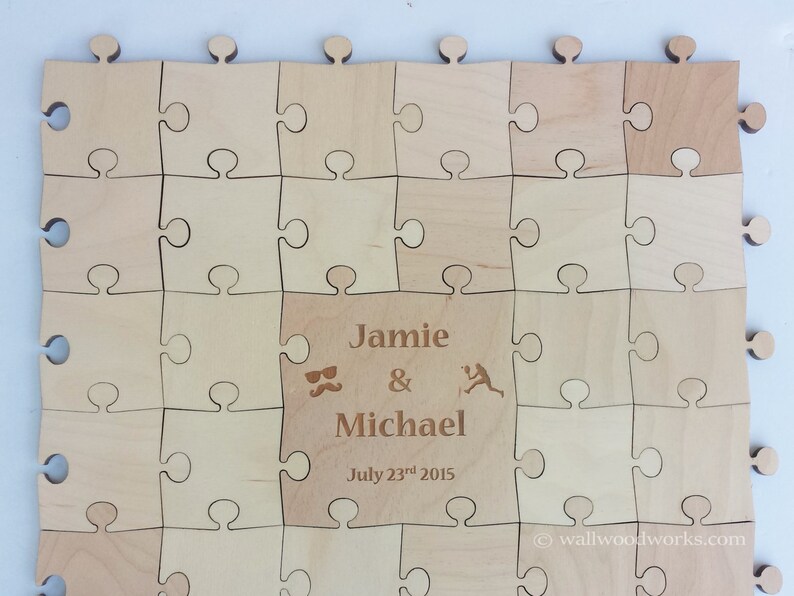 Wedding Puzzle Guest Book 32-400 Piece Wedding for Weddings Guest Book Puzzle 3 Initials Laser Engraved Rustic Guestbook puzzle
