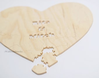 Wedding Guest Book Puzzle Heart 60-120 Pieces- (Size - LARGE) Wedding, Guestbook, Guest Book Puzzle, Rustic and Alternative Wedding Decor