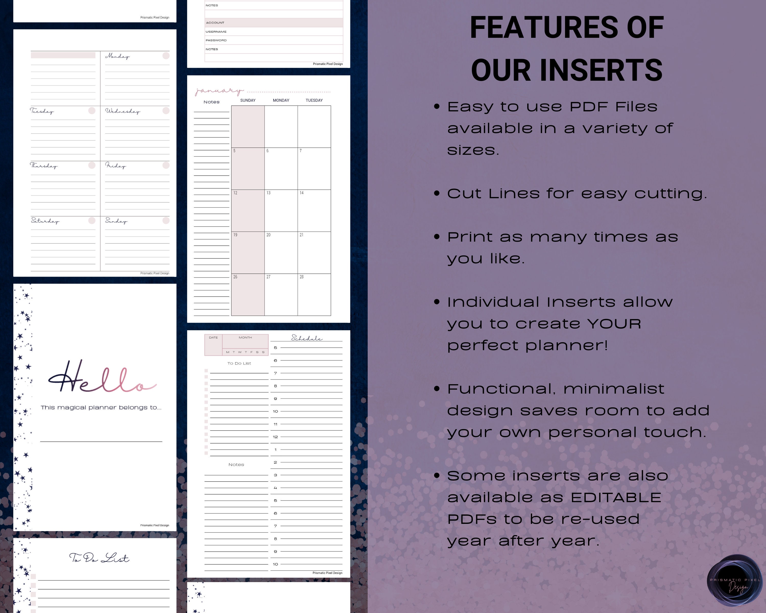 To Do List, MINI Happy Planner, Printable Planner Inserts, Planner Add ...