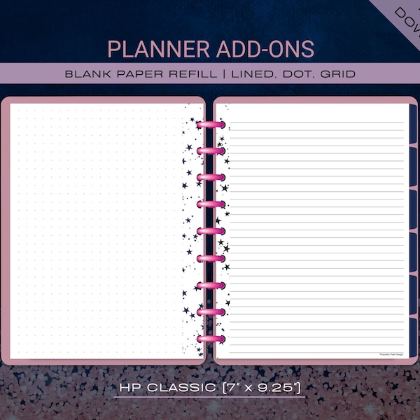 CLASSIC HAPPY PLANNER Inserts, Happy Planner Refill, Printable Happy Planner Filler Paper, Lined Paper, Dot Grid, Graph Paper