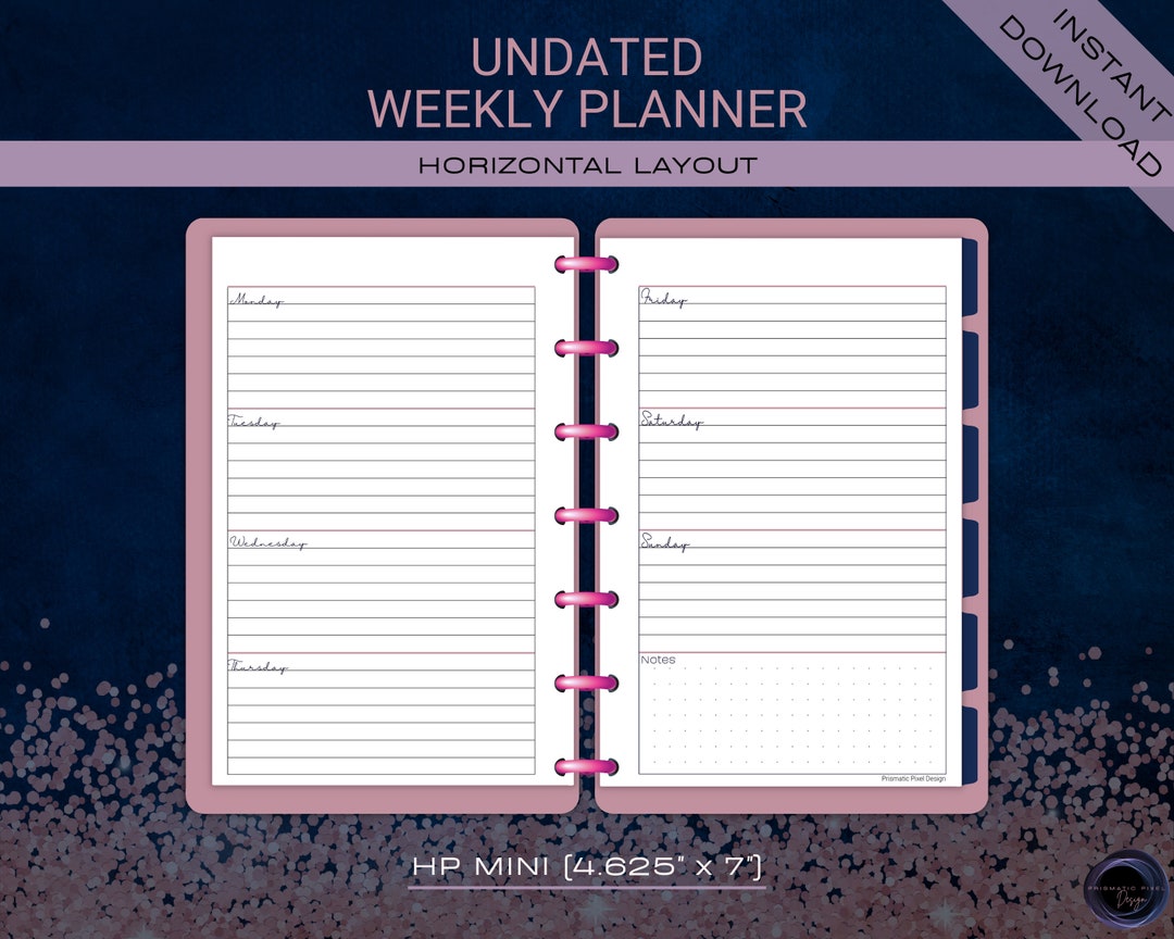 UNDATED MINI Happy Planner Horizontal Layout, Printable Planner Inserts ...