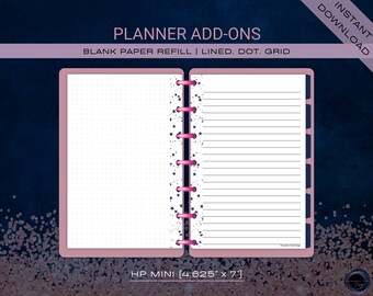 Lined Paper, MINI Happy Planner, Printable Planner Inserts, Note Paper Refill, Happy Notes, Filler Paper, Dot Grid, Graph, Blank Pages