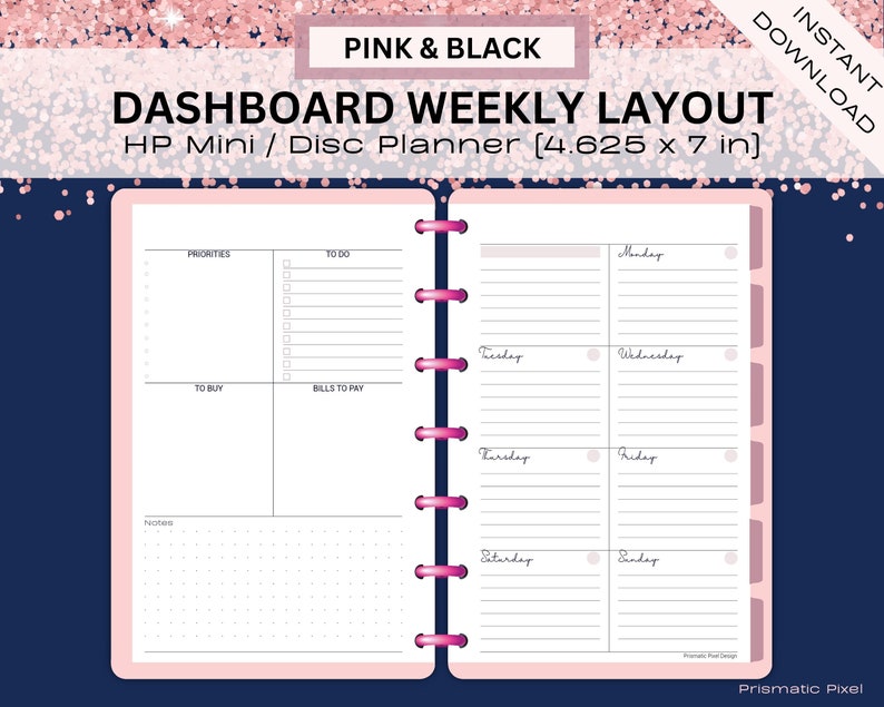 DASHBOARD Layout MINI Happy Planner, Happy Planner Mini Dashboard ...