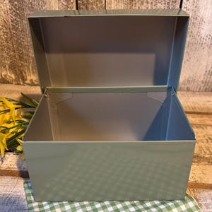 Vintage File Box Recipe Box Gray Metal 4 x 6”, Office Kitchen Files Storage