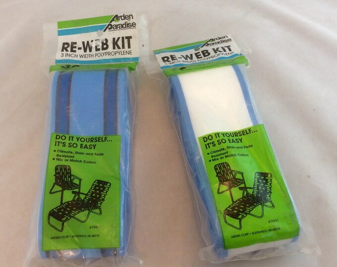 Retro Lawn Chair bing in Blue and White Stripe X 2 Packages 60 Feet, Re  Kit for Lawn