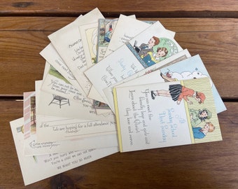 Vintage Postcards Sunday School Reminders x 15 Assorted, We Miss You at Sunday School, Religious Ephemera