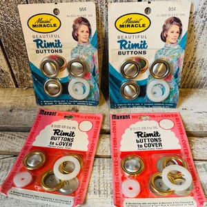 Vintage 12 Button Covers 4 Cards 1 7/8” New Old Stock, Make Fabric Covered Buttons, Vintage Sewing Supply, Upholstery Buttons