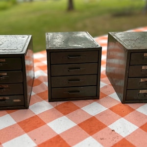 Vintage 4 Drawer Metal Cabinet for Small Parts, Metal Storage Cabinet w 4 Drawers, Green Industrial Storage Chest Organizer