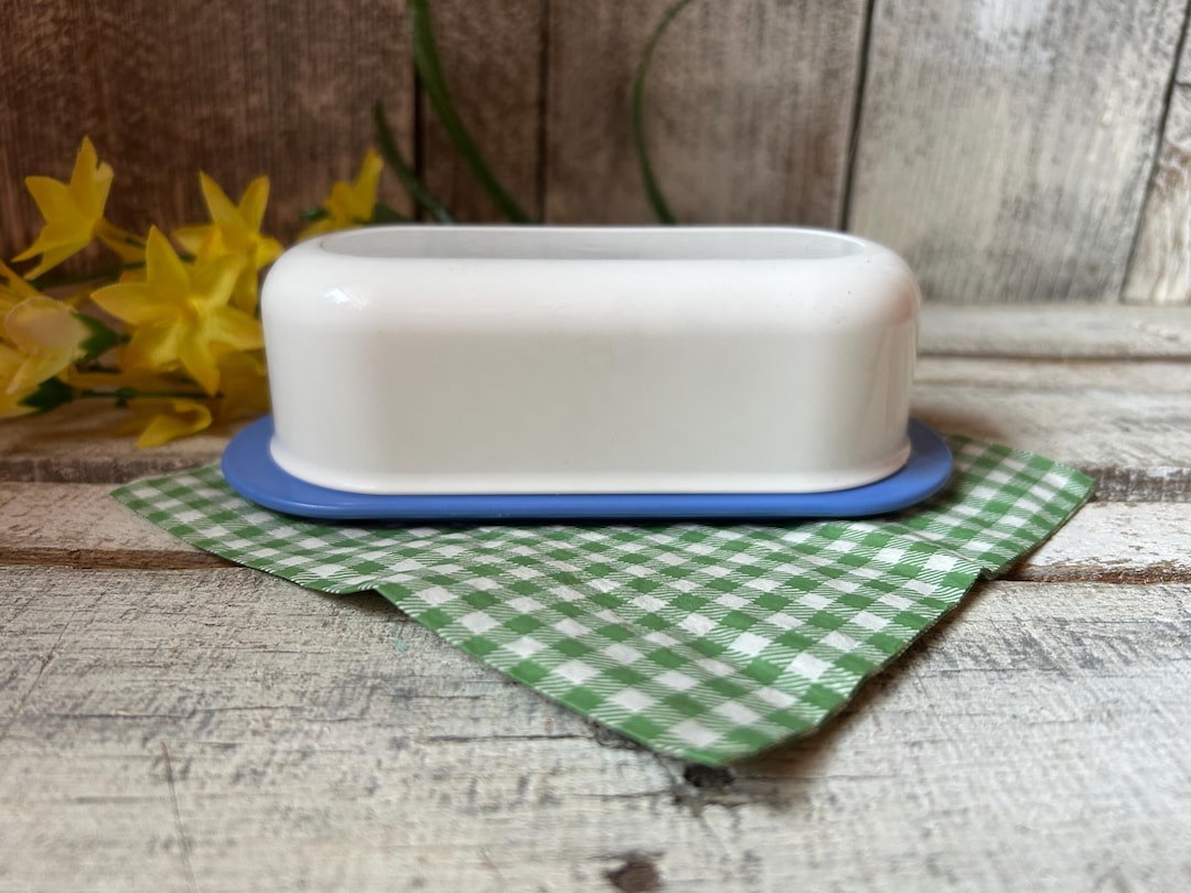 Tupperware Butter Vintage Tupperware Butter Dish Container Blue & White, Unbreakable ...