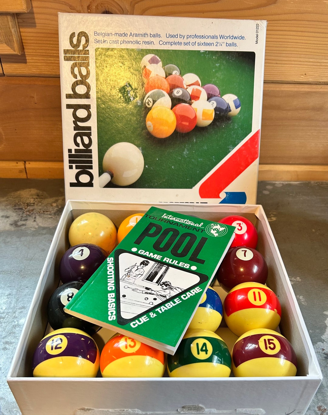 Vintage Set Pool Billiard Balls Aramith Belgian Made 2 1/4, Boxed Set
