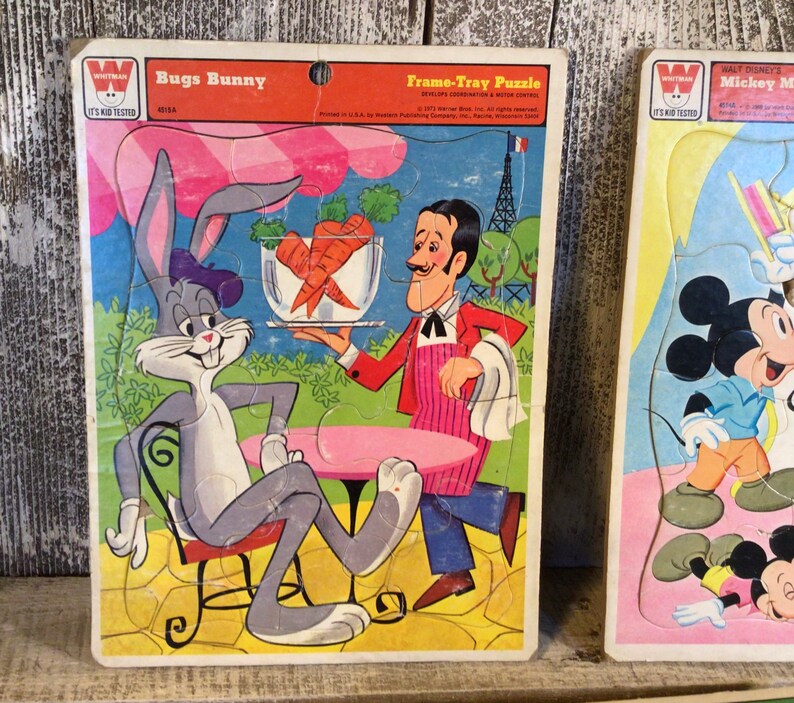 Vintage Whitman Disney Frame Tray Cardboard Puzzles X 3 Etsy