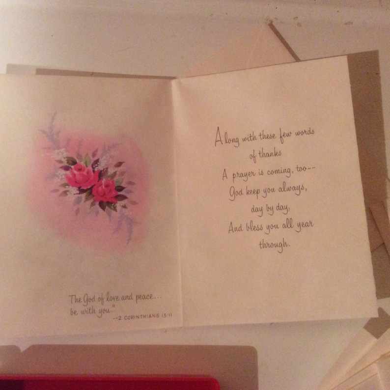 Vintage stationary set thank you note cards mid century religious thank you notes in box