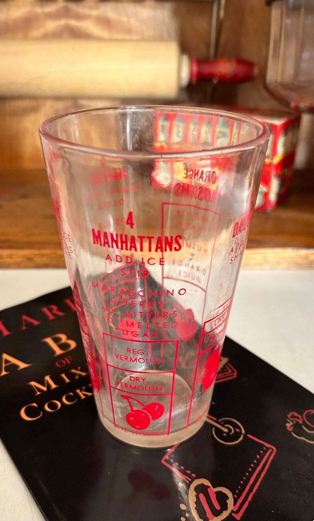 Vintage Barware Cocktail Mixing Glass W Recipes and Graphics - Etsy