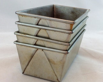Vintage Mini Loaf Pans x 4, Envelope Small Loaf Pans