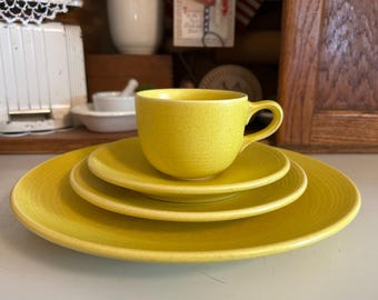 Vintage Yellow Royal Stone Stoneware * Your Choice Plates Saucers Cups, Mid-Century Modern MCM Dish Ware