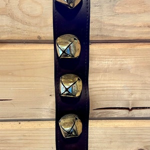 Christmas Sleigh Bells on Faux Leather Strap, Christmas Bells, Door Ringing Bells