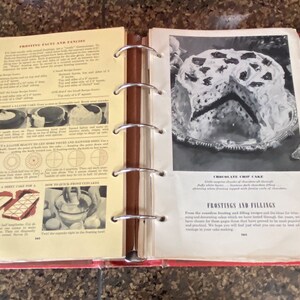 Vintage 1950s Betty Crocker's Picture Cookbook Spiral Bound, Betty Crocker Hardbound Mid Century Red White Quilt Pattern Cookbook image 6