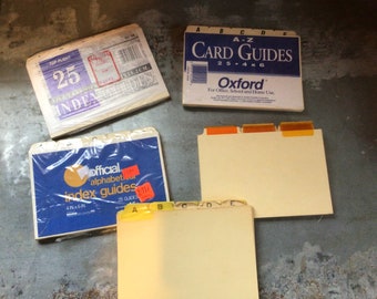 Vintage A-Z Tabbed Index Cards 4 x 6” Size *Your Choice*, 4 x 6” File Box Dividers, Alphabet Guide Set, Office Organization