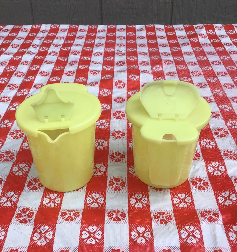 Vintage Tupperware Sugar and Creamer Set in Bright Yellow Etsy