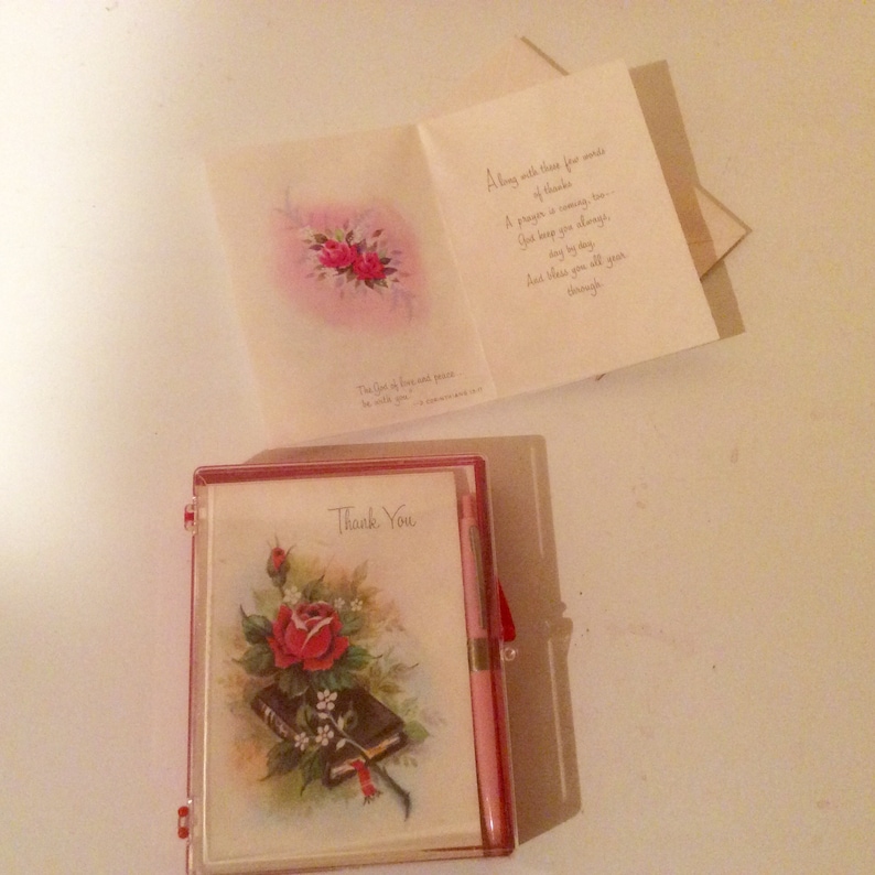 Vintage stationary set thank you note cards mid century religious thank you notes in box