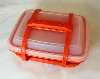 Vintage Tupperware Mini Pak n Take Lunch Box with Handle, Tupperware Storage Craft Box