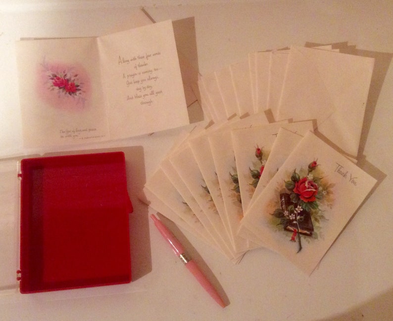 Vintage stationary set thank you note cards mid century religious thank you notes in box