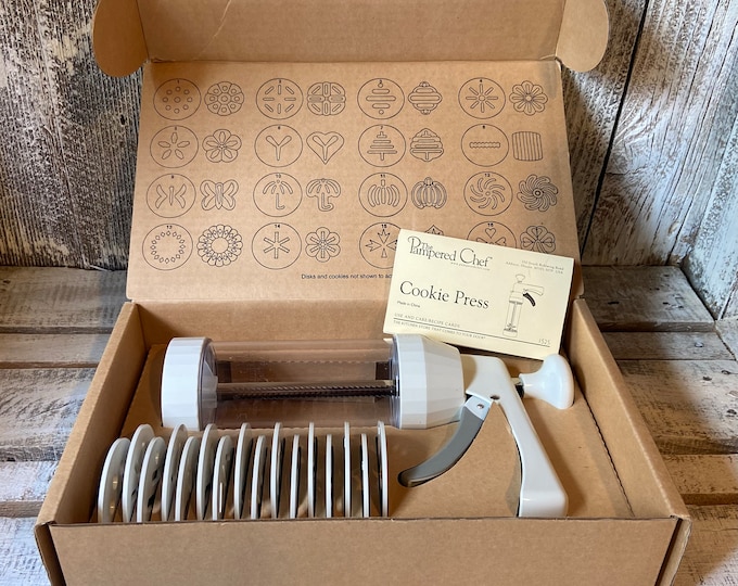 Pampered Chef Cookie Press Complete in Box NOS, Spritz Cookie Maker Etsy