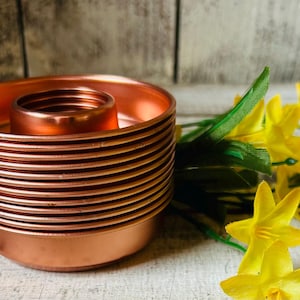 Vintage Copper Colored Fluted Ring Molds (Set of 12):Jello Mini Bundt Cake Molds Baking Tart Tins