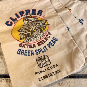 Vintage Cotton Advertising Split Pea Bag, 2 LB Cotton Merchandise Bags Product of USA, Idaho Farm Yield Empty Bags NOS