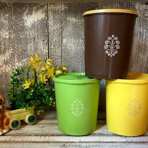Vintage Tupperware Canister Container No 807 *Your Choice*, Tupperware Servalier Container in Yellow Green Or Brown