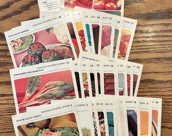 Vintage 1971 Betty Crocker Recipe Cards (Set of 29): Food Photo Illustrations for Junk Journals