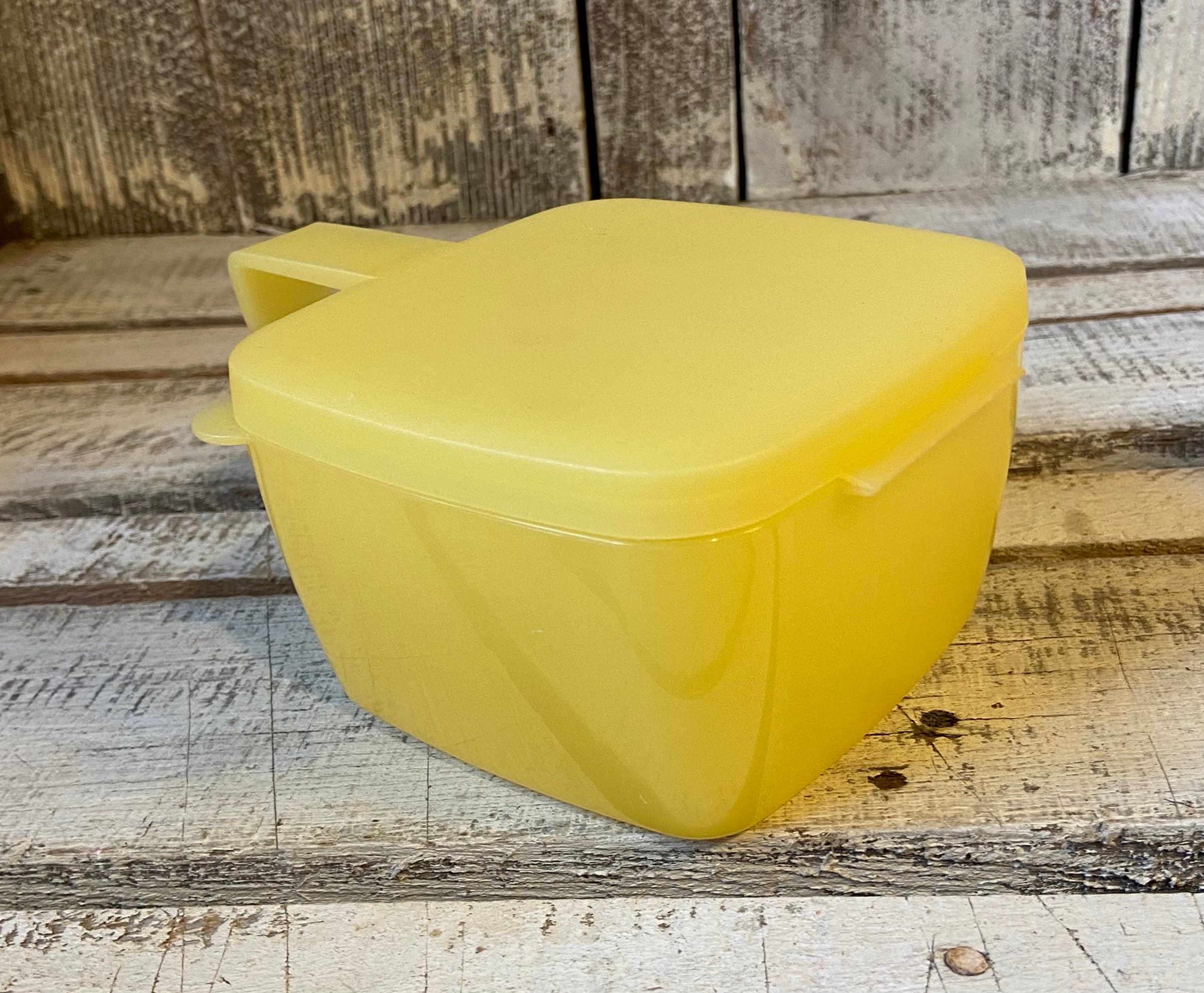 Tupperware Forget Me Not Fridge Hanging Cheese Keeper Container Yellow  5338A Vtg