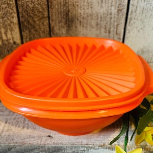 Vintage Tupperware Orange Servalier Bowl w Lid, Harvest Colored  Small  Store n Serve Bowls Tupperware