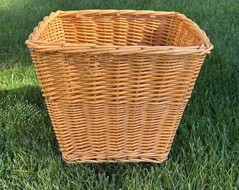 Vintage Wicker Wastebasket Natural Rattan 12 , Small Retro Trash Can Bathroom Bedroom Office Wastebasket Trashcan