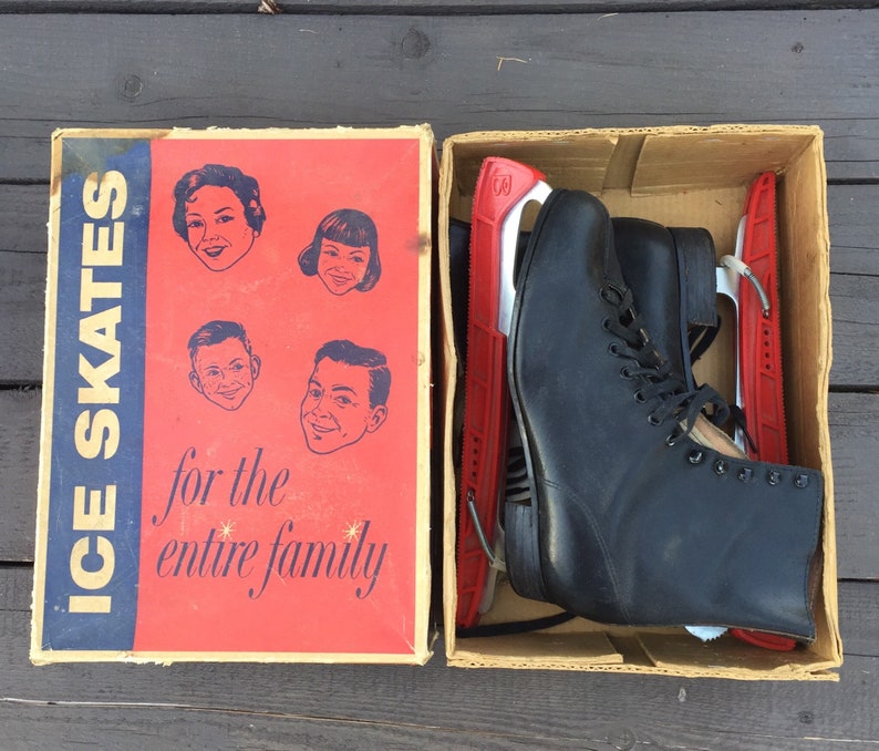 Vintage Mens Black Ice Skates in Box North Bay Vintage Black Etsy