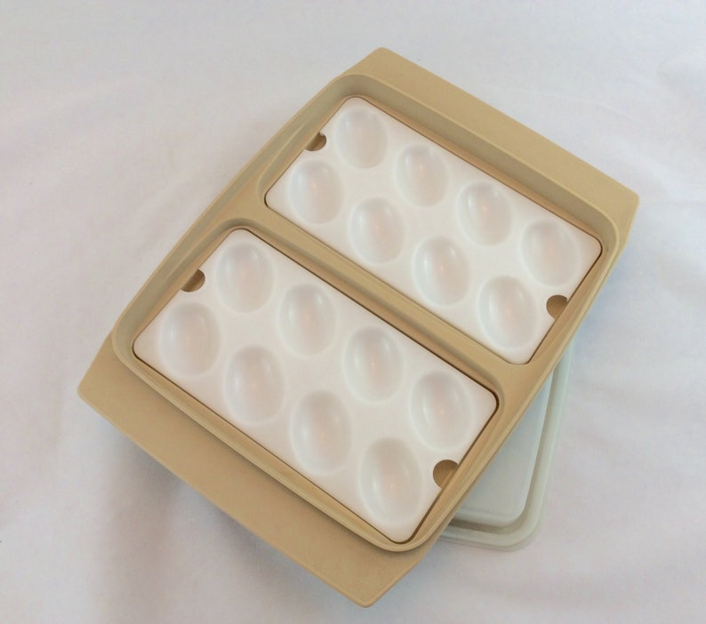 Vintage Tupperware Egg Tray Tupperware Tan Deviled Egg Etsy