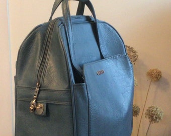 Vintage Samsonite Blue Silhouette II Carry On Luggage w Key, Silhouette Blue Bag Carryon Overnight Luggage